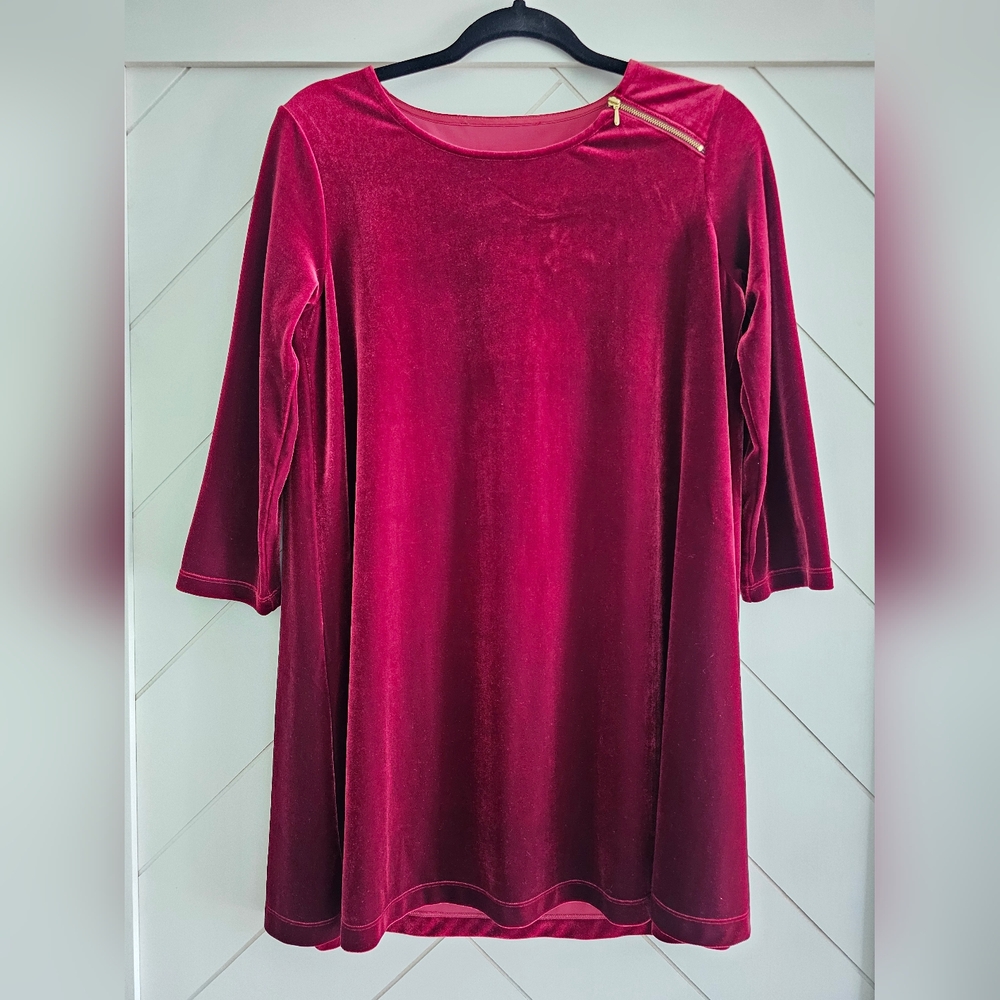 043. Joan Vass ¾ Sleeve Velour Tunic